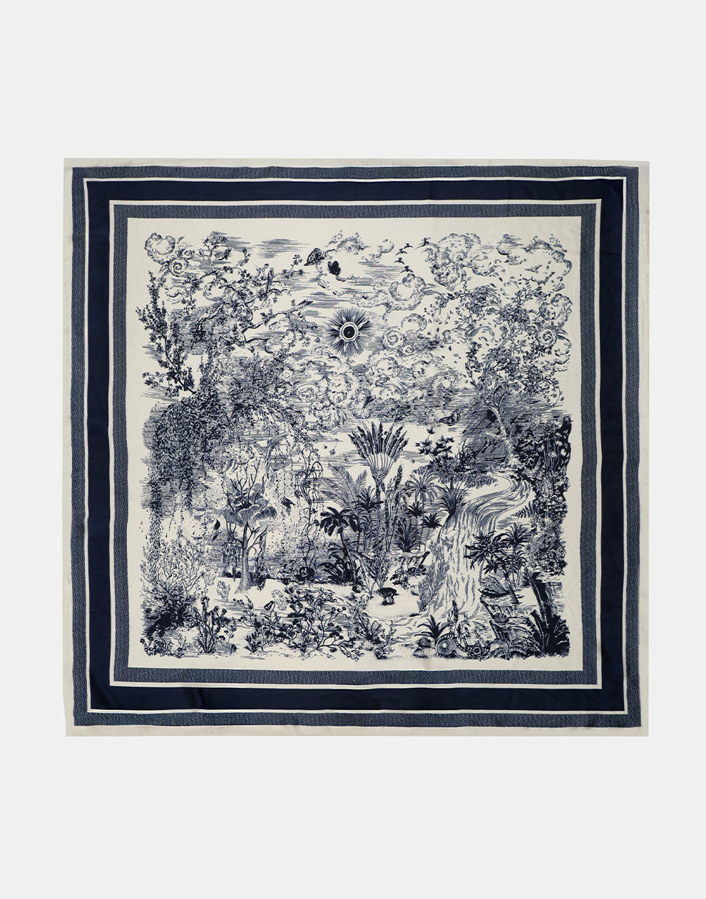 ﻿Vierkant sjaaltje nature navy