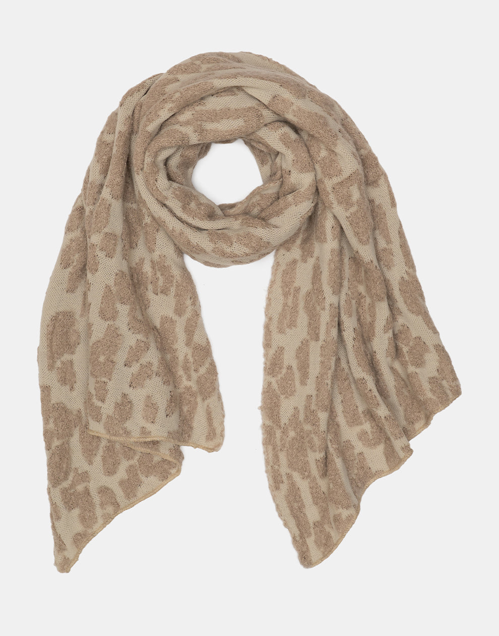 Leopard wintersjaal beige