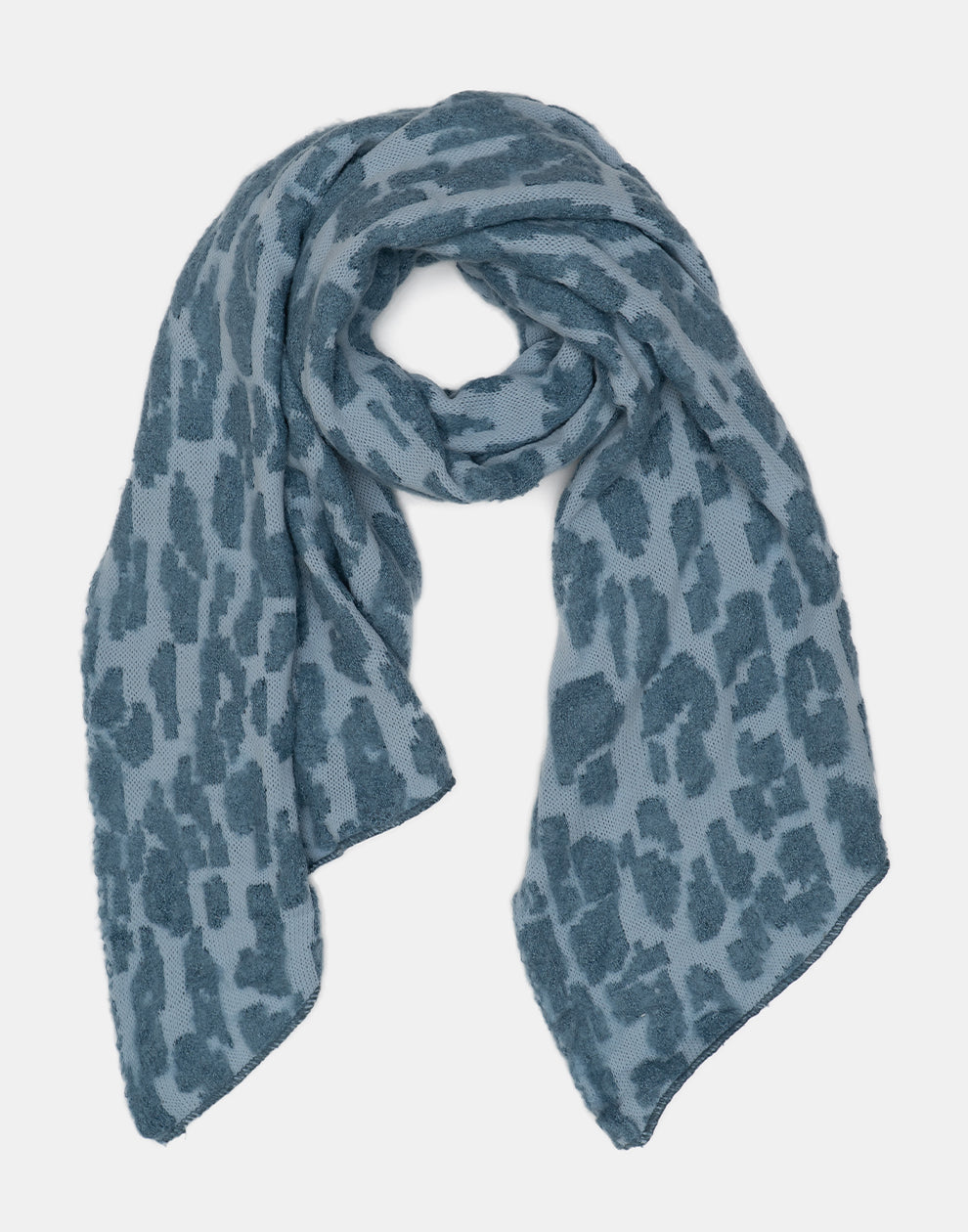 Leopard wintersjaal blauw