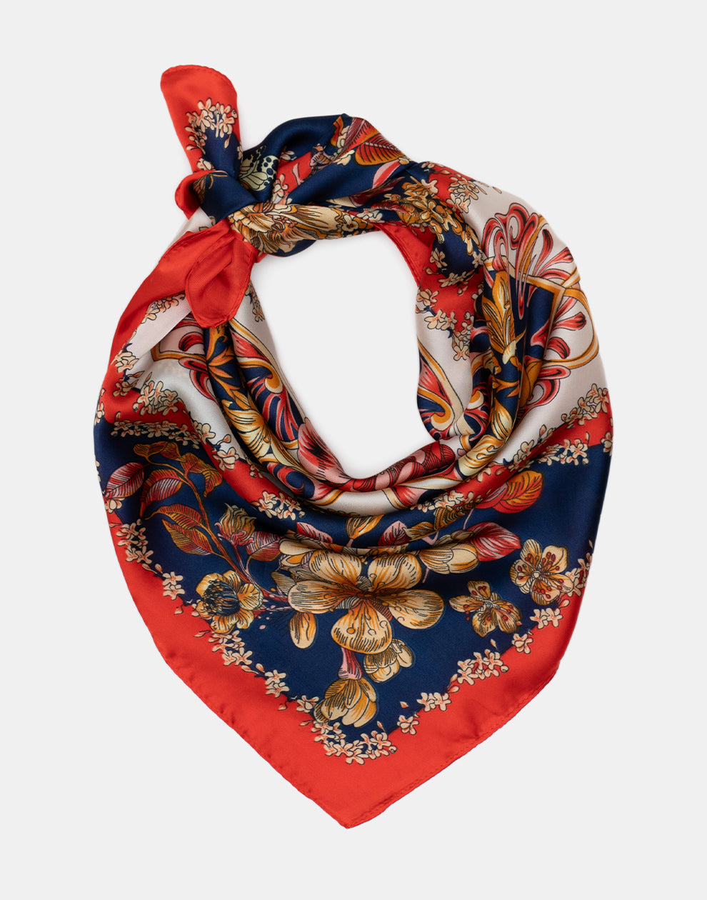 Vierkante sjaal met bloemen motief navy