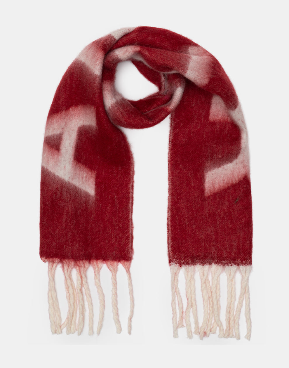 Wintersjaal met slierten amour rood