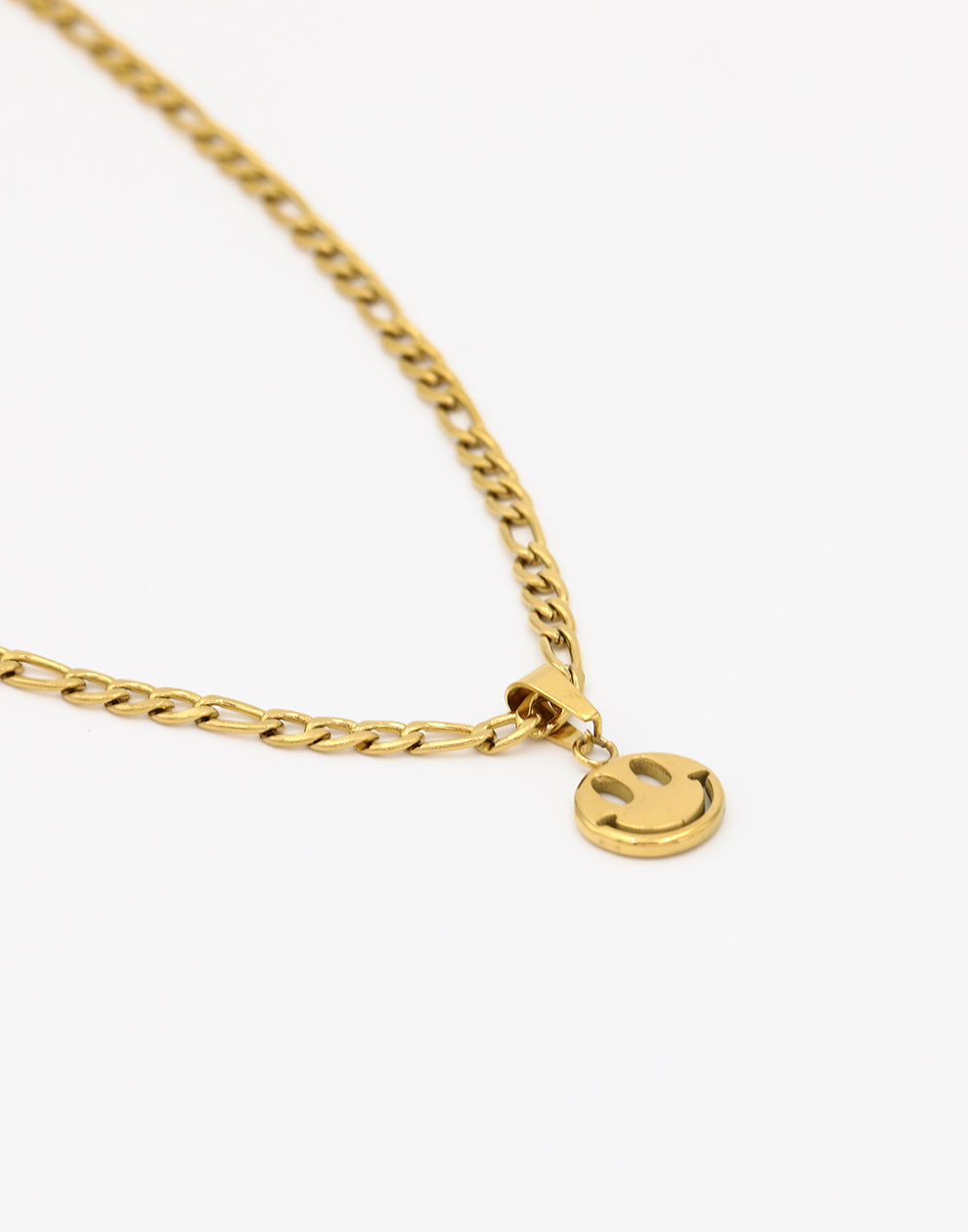 Platte schakelketting smiley goudkleurig