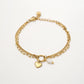 Armband dubbel hartje en parel goudkleurig